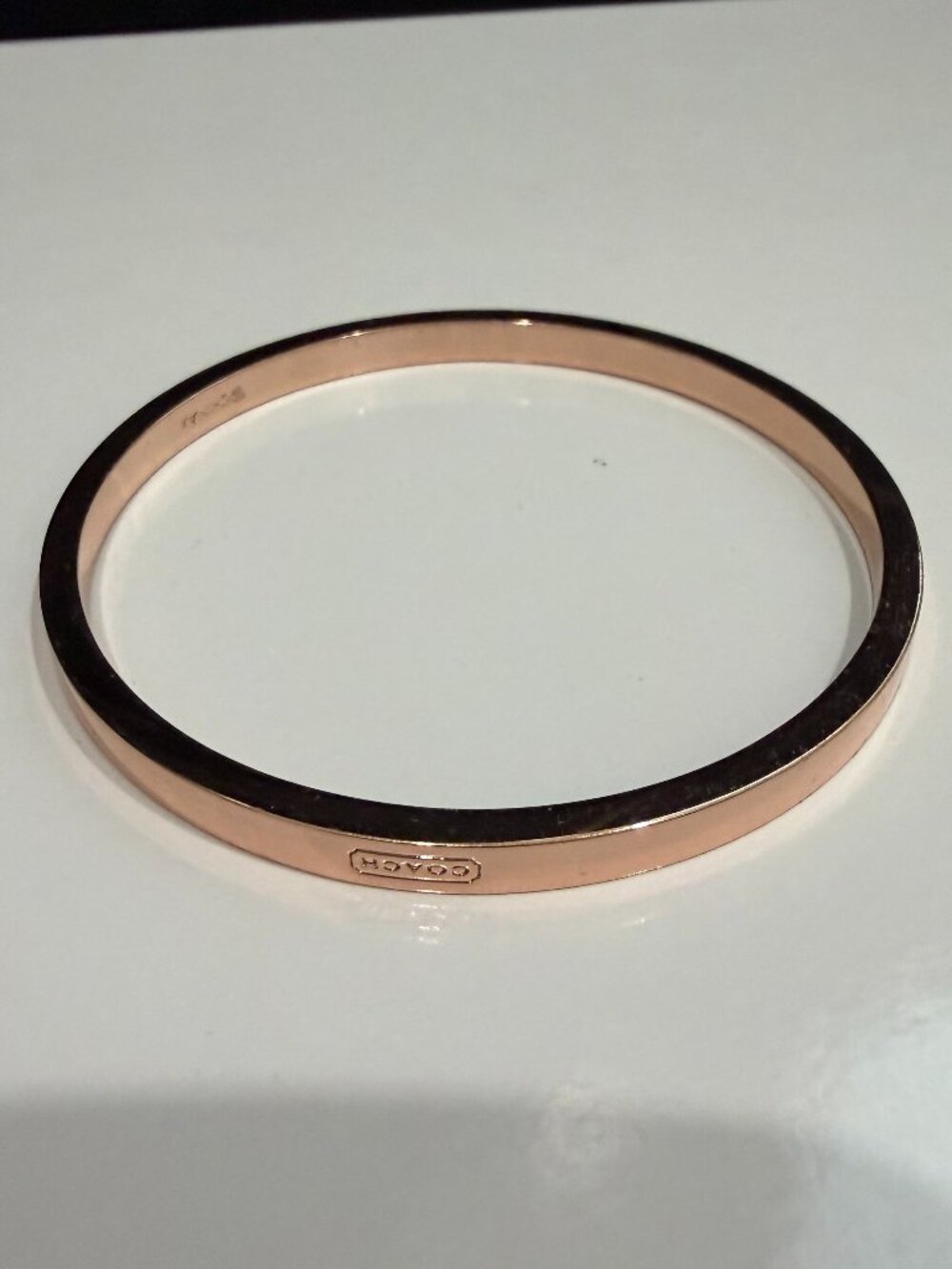 Coach Rose Gold Round Signed Bangle Bracelet